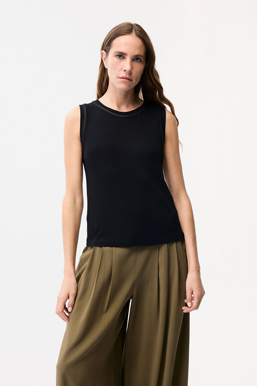 Black Ribbed tank top 10244440002-001 | adL Black Ribbed tank top 10244440002-001 | adL