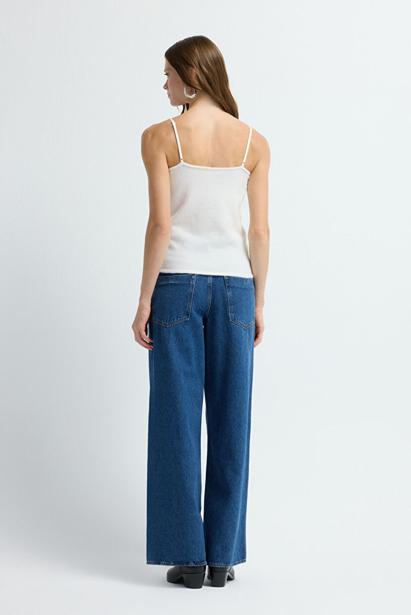 Ecru Lace Detailed Cashmere Knitwear Tank Top 10245292000-083 | adL