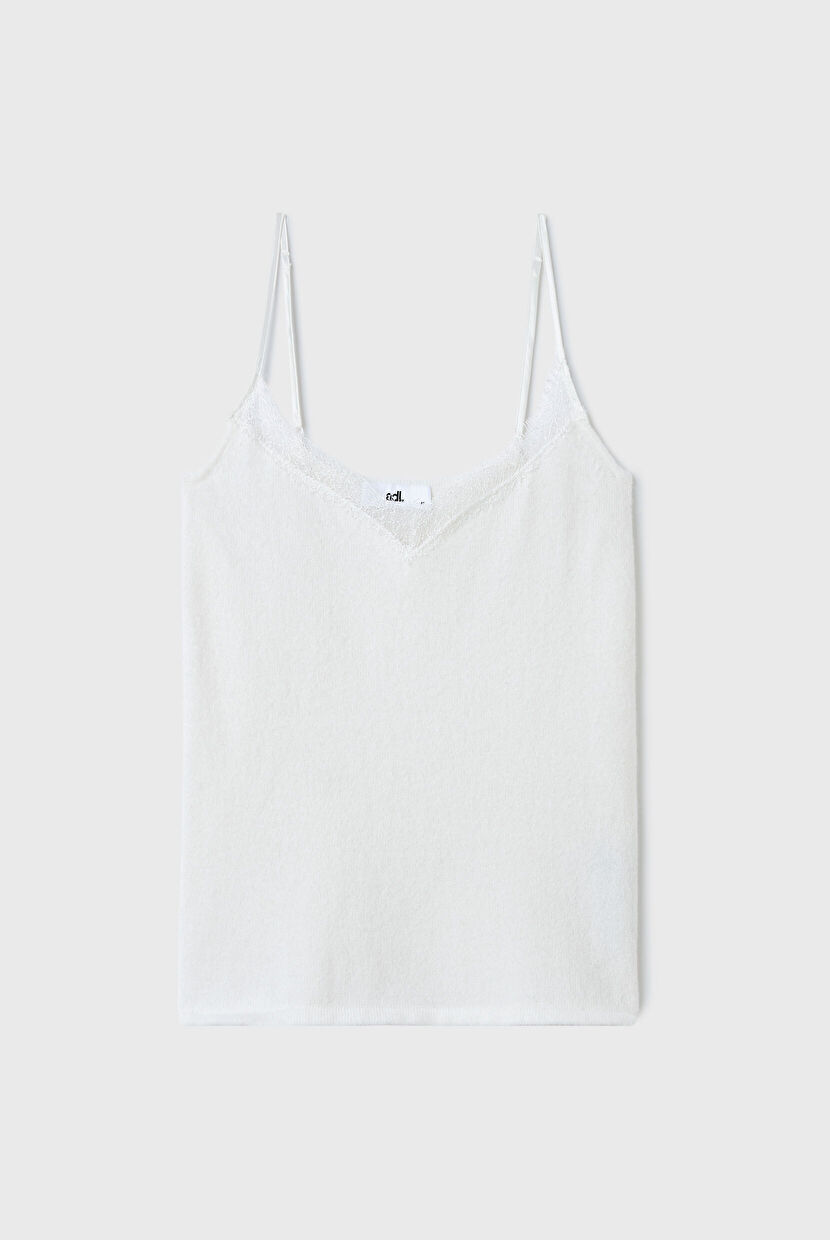 Ecru Lace Detailed Cashmere Knitwear Tank Top 10245292000-083 | adL