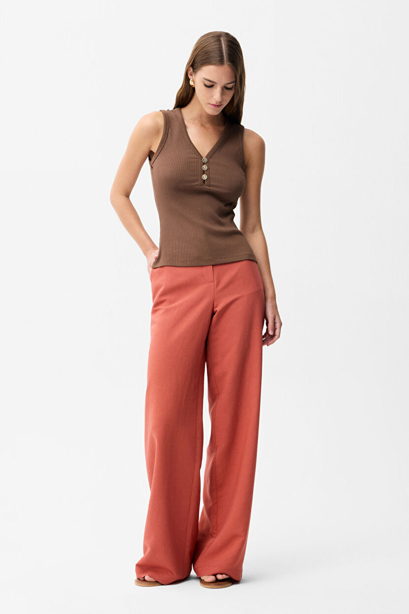 Brown Button detailed tank top 10246590000-010 | adL