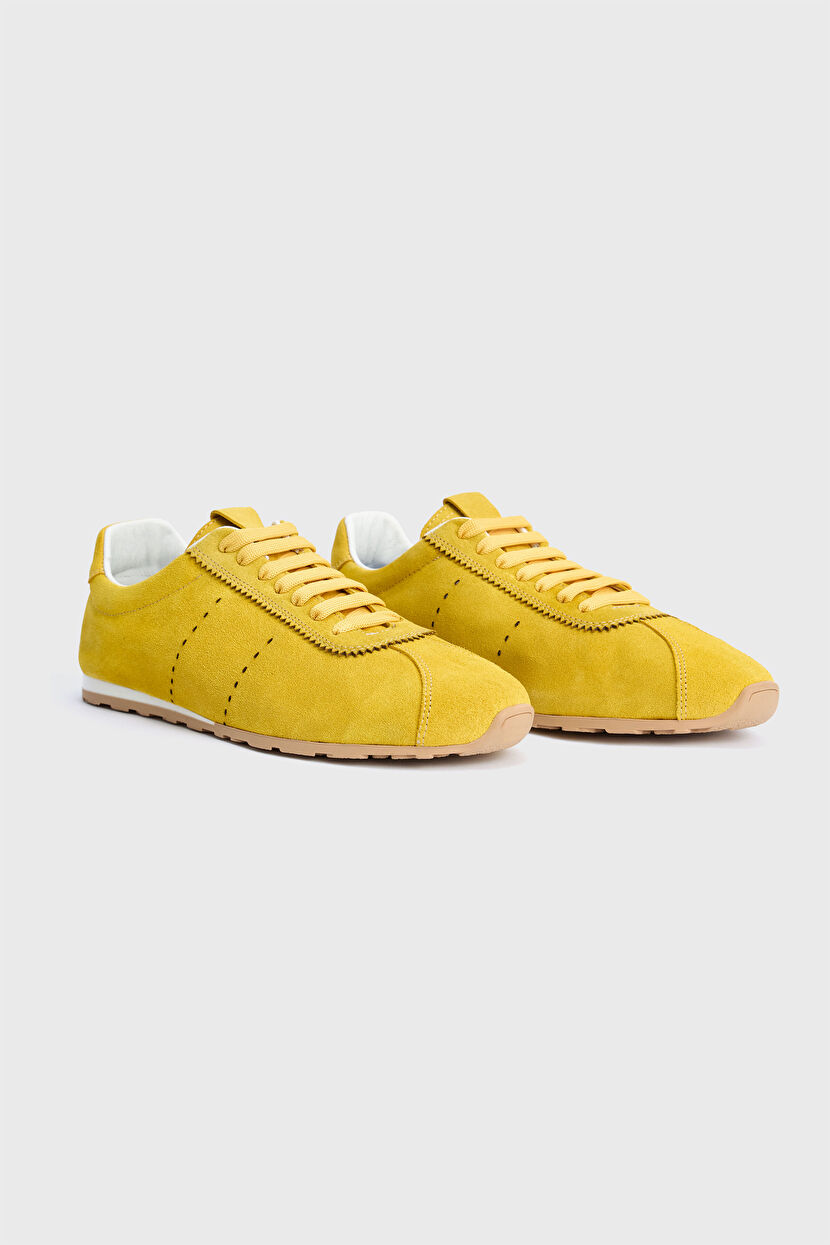 Yellow Suede Leather Sport Shoes 10345327000-004 | adL
