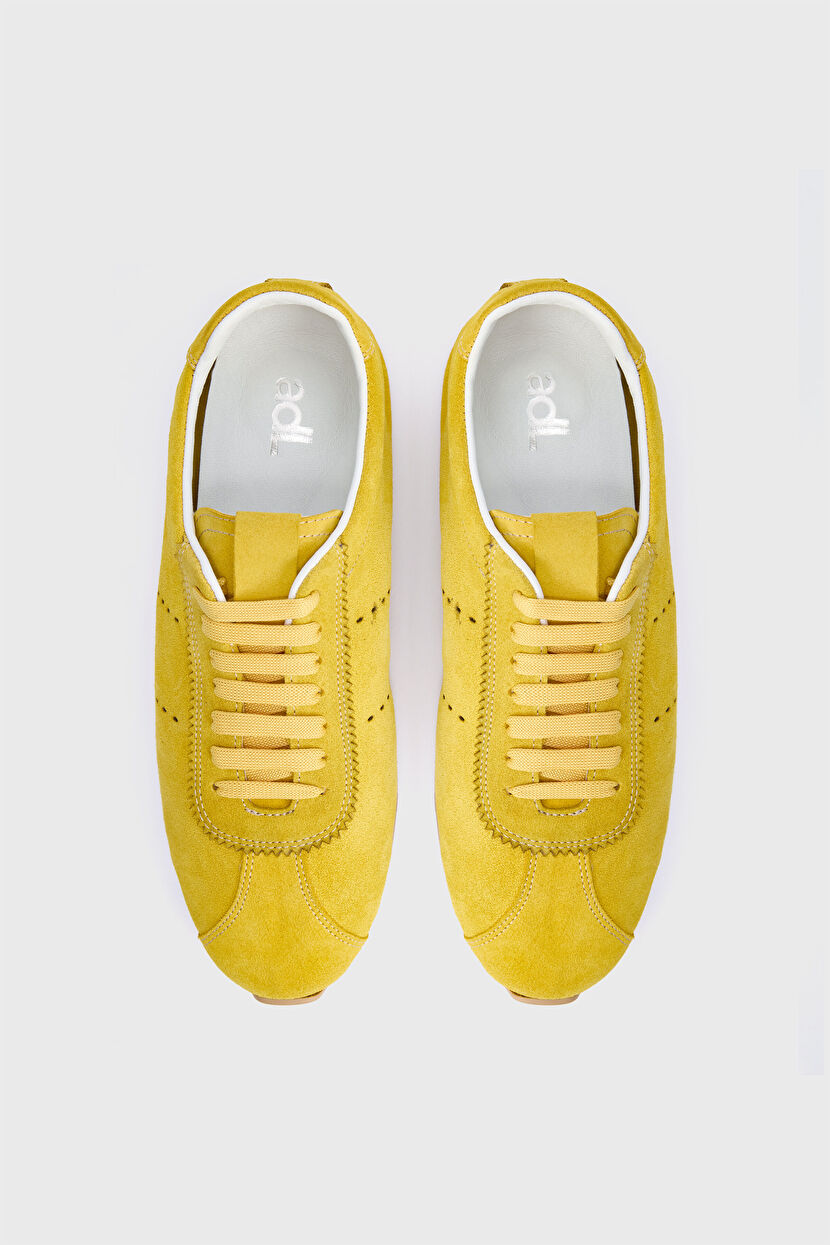Yellow Suede Leather Sport Shoes 10345327000-004 | adL