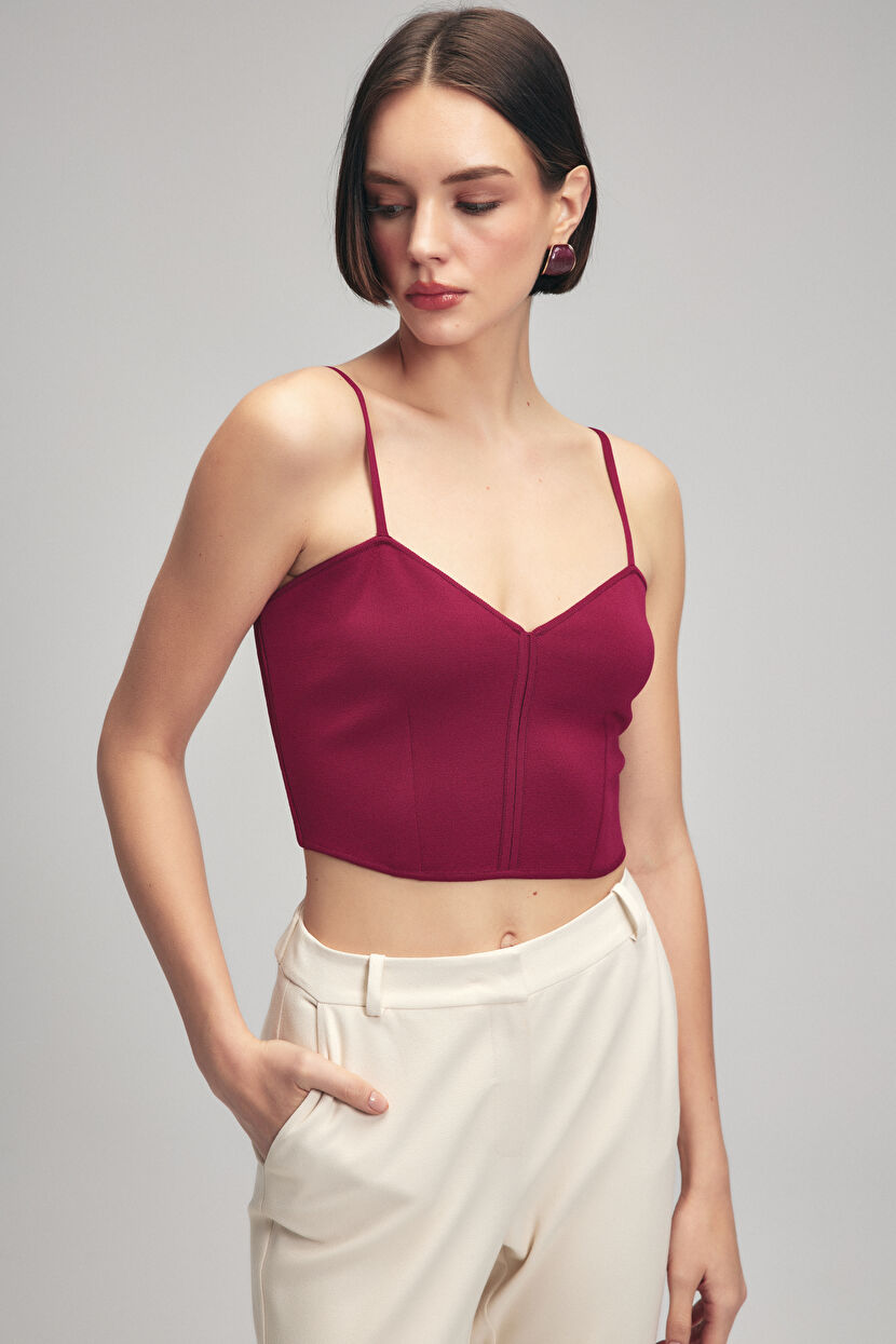 Damson Knitted Crop Blouse 11543642000-025 | adL