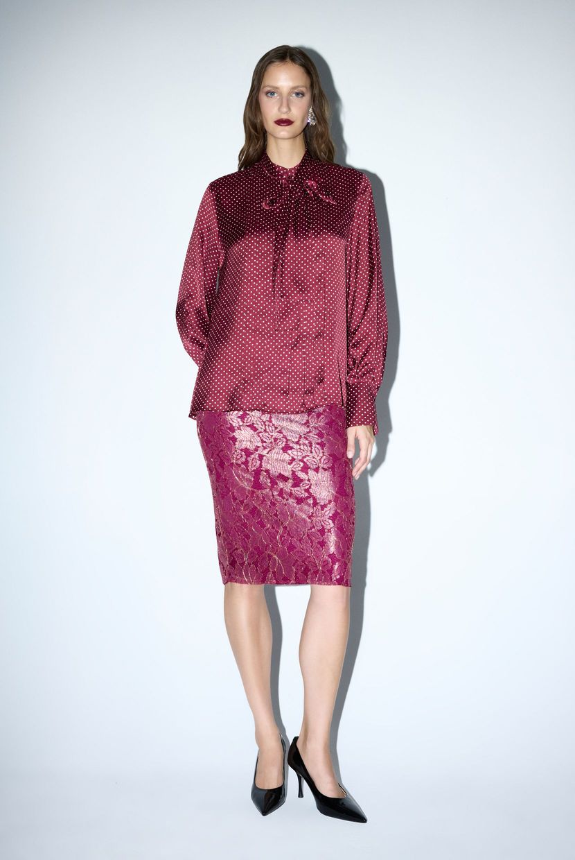 Bordo Mert Aslan Fularlı Bluz 11546031000-212 | adL