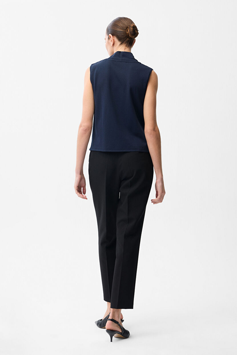 Navy Blue Sleeveless Knitwear Blouse 11546415000-018 | adL
