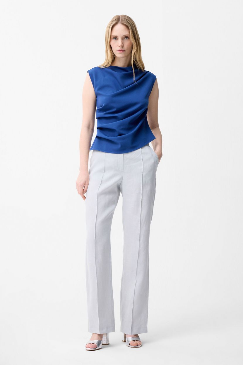 Blue Shirred Blouse 11546839000-073 | adL
