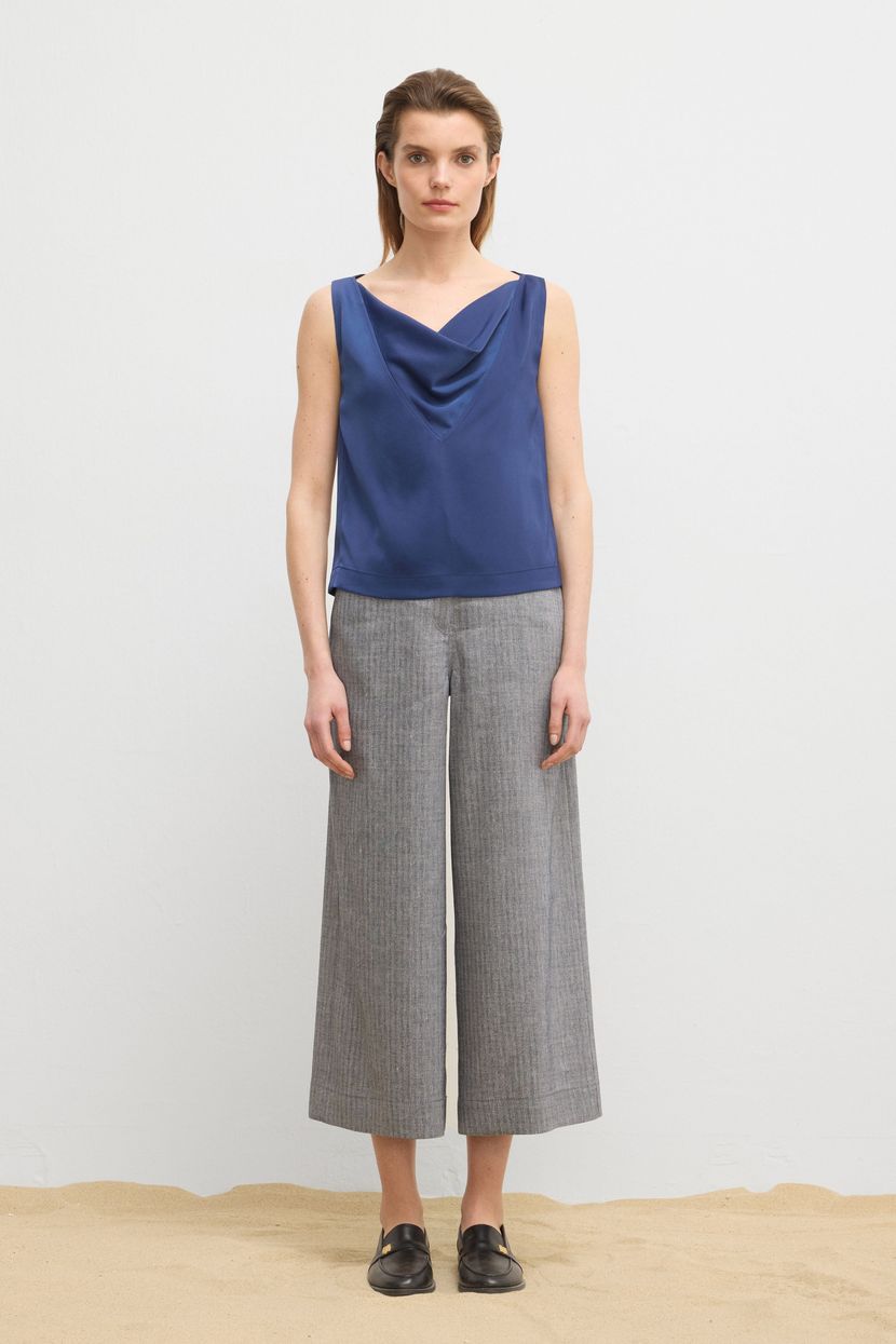 Blue Moda Tutkusu Satin Blouse with V-Neck Detail 115M2305000-073 | adL