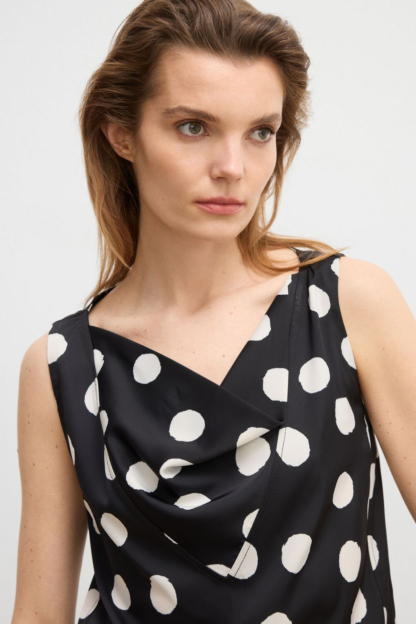 Black Moda Tutkusu Degaje Collar Polka Dot Blouse 115M2305001-480 | adL