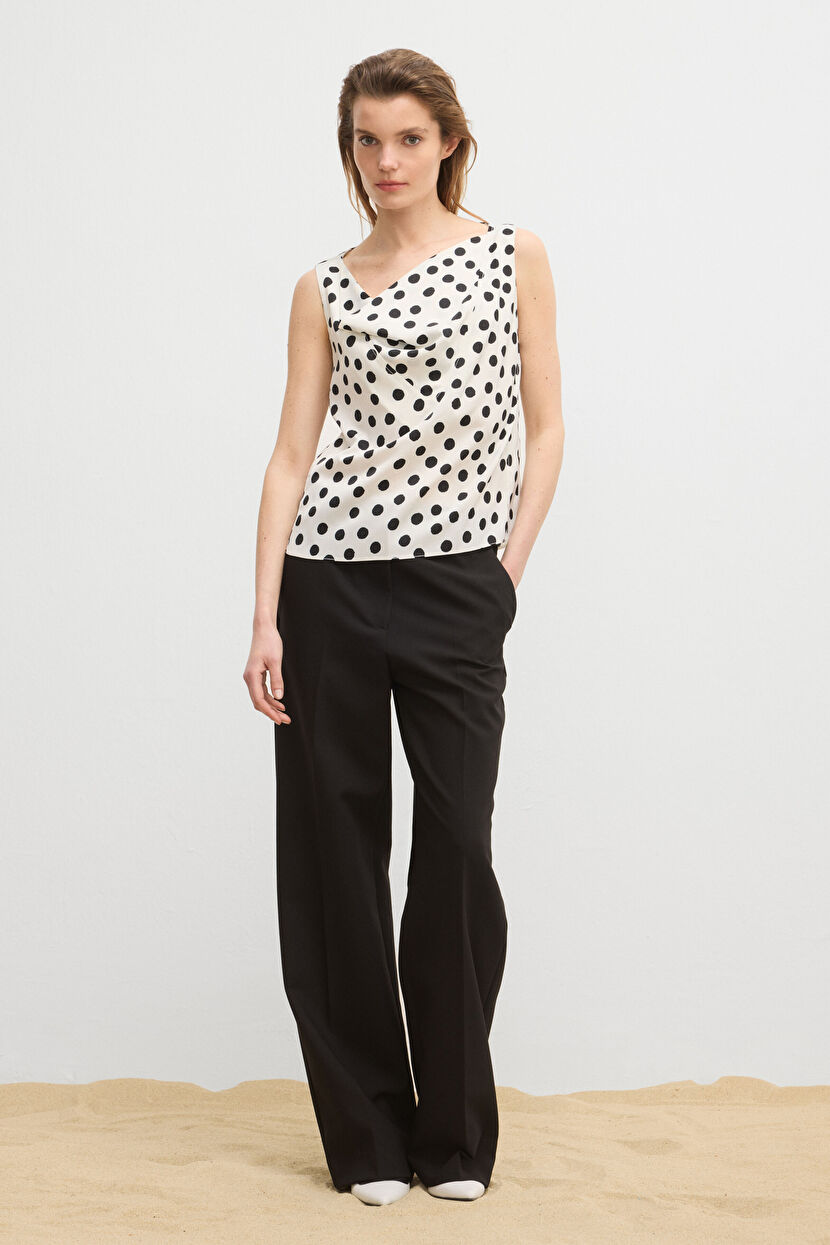 Bone Moda Tutkusu Degaje Collar Polka Dot Blouse 115M2305001-635 | adL