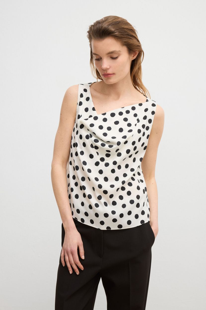 Bone Moda Tutkusu Degaje Collar Polka Dot Blouse 115M2305001-635 | adL