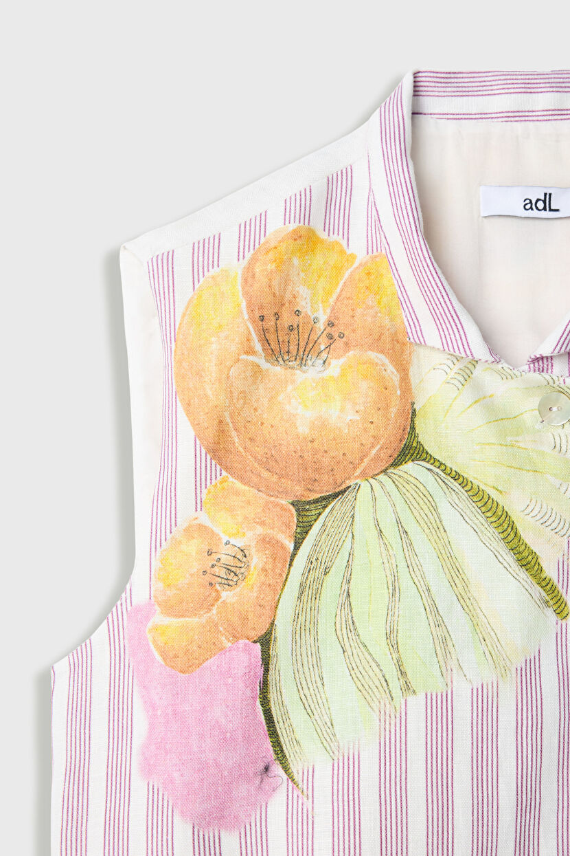 Mor Desenli Keten Crop 115R0100001-113 | adL
