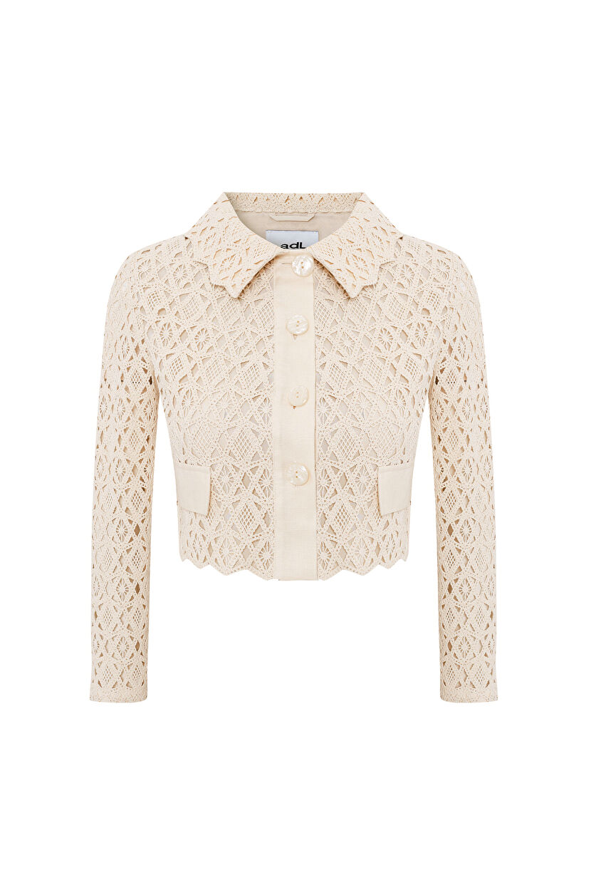 Beige Lace Crop Jacket 11942112001-011 | adL