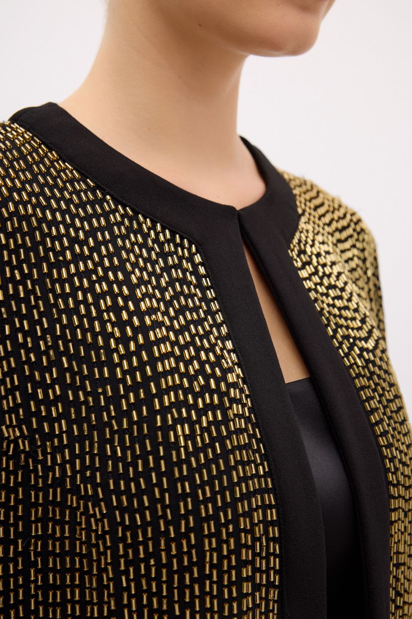 Gold Long Sleeve Sequin Jacket 11943376000-528 | adL