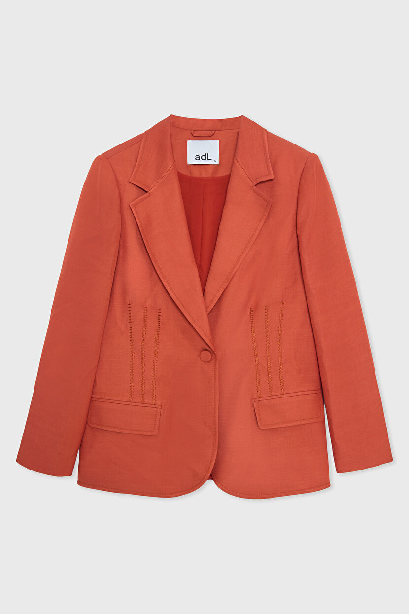 Orange Lınen Jacket 11943546002-484 | adL