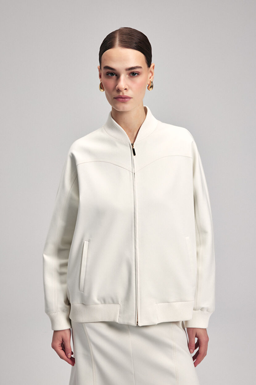 Bone Long Sleeves Bomber Jacket 11943588000-019 | adL