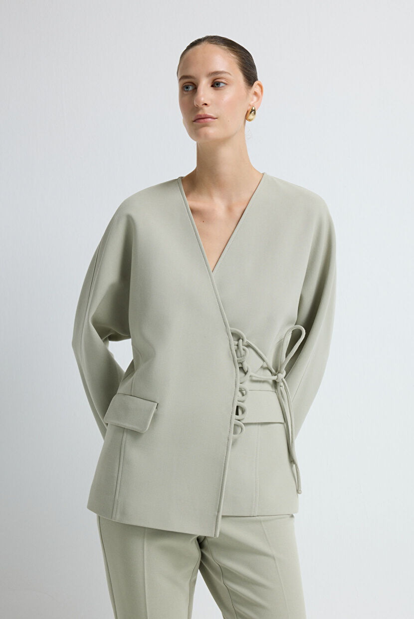 Green Lacing Detailed Jacket 11946004000-655 | adL