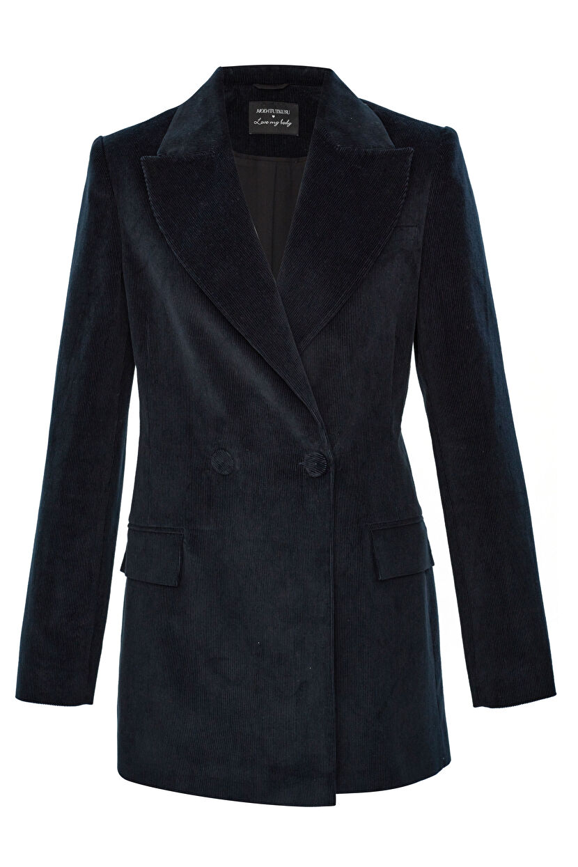 Navy Blue Velvet Jacket 119M1971000-018 | adL