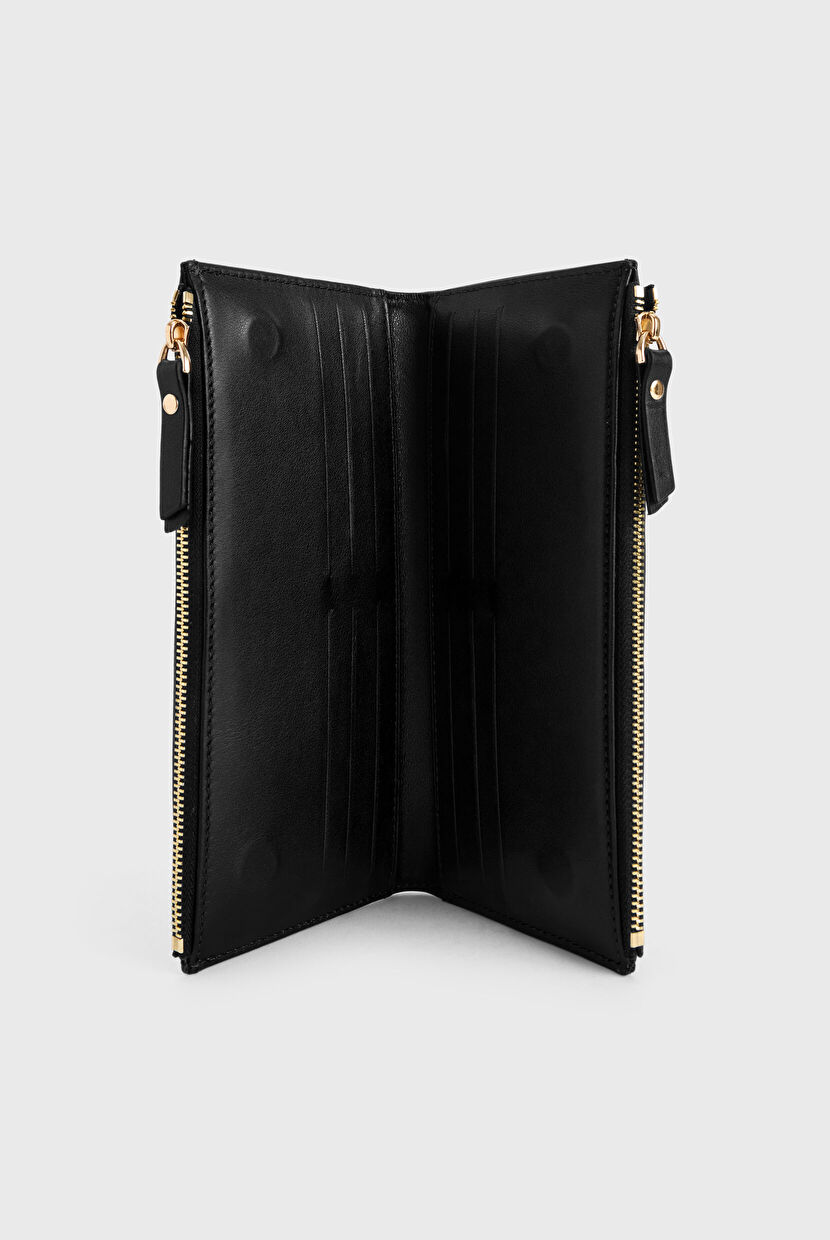 Black Leather Big Wallet 12045826000-001 | adL