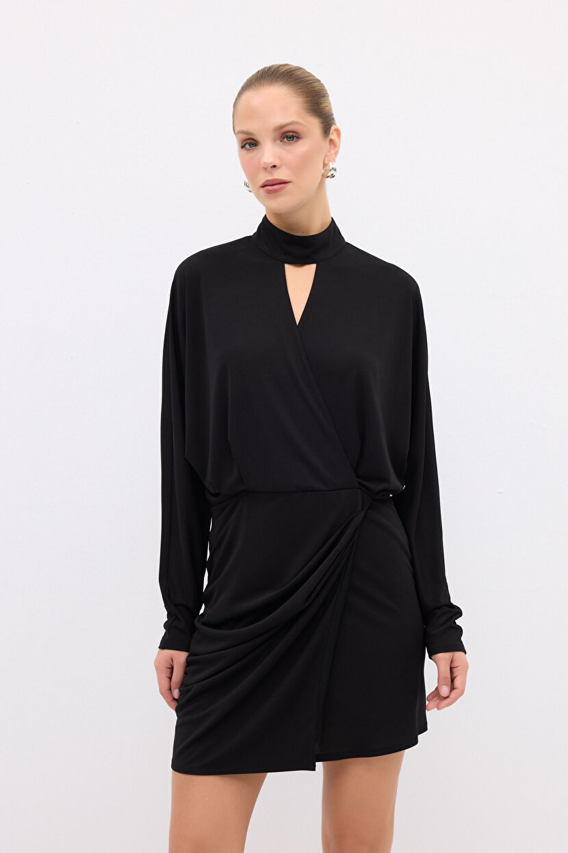 Siyah Night Zoom Pencere Detaylı Mini Elbise 12440930002-001 | adL