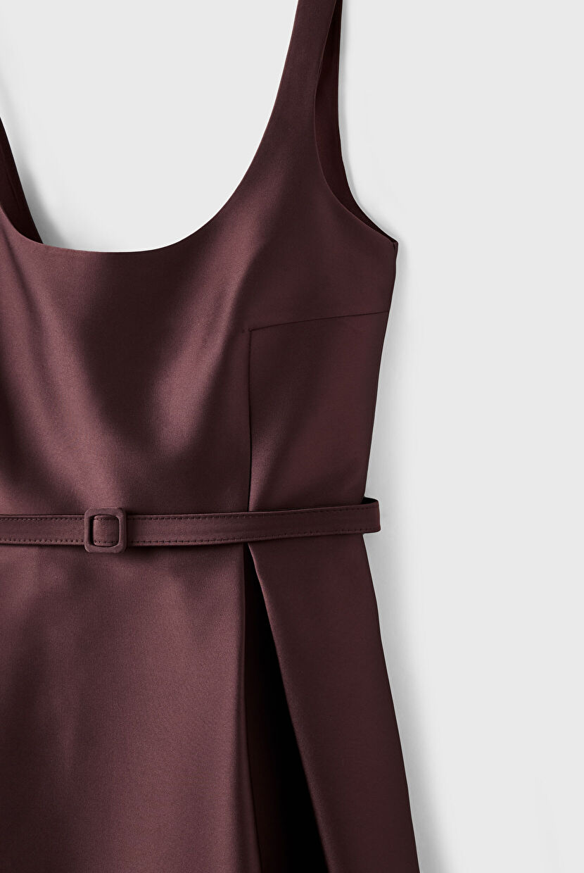 Brown Sleeveless Midi Length Dress 12443243003-010