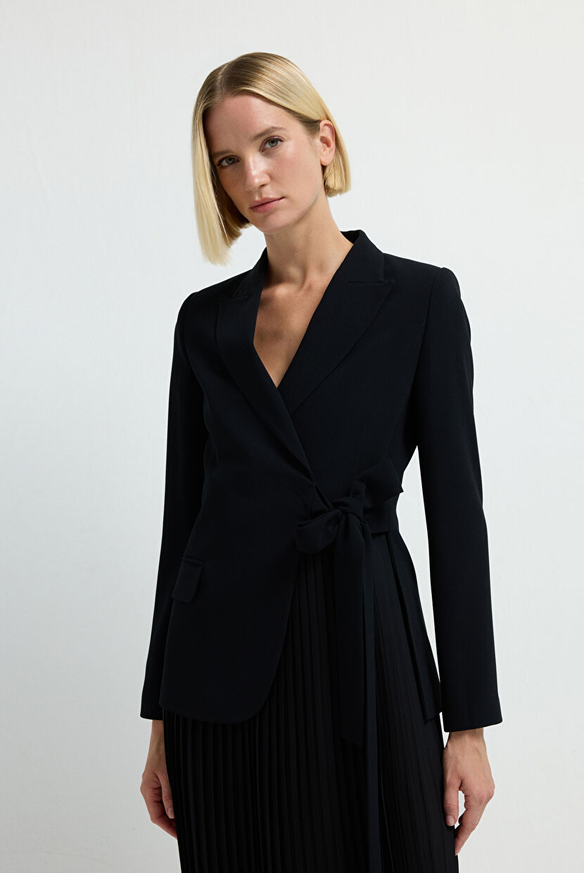Black Pleated Detailed Jacket Dress 12443527002-001 | adL