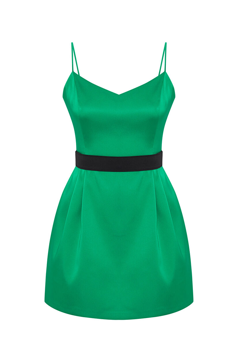 Green Tifny Taffela Dress With Pockets 12443912000-009 | adL
