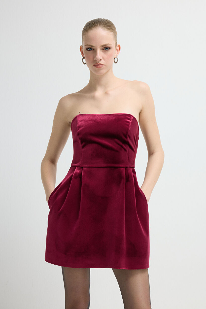 princess polly baby blue dress Strapless Velvet Sequin Bust Maxi Dress in Maroon