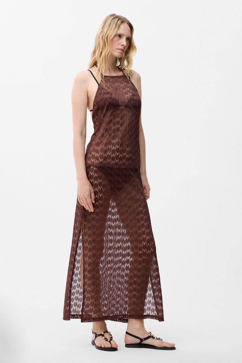 Brown Lace Detailed Dress 12444066001-010 | adL