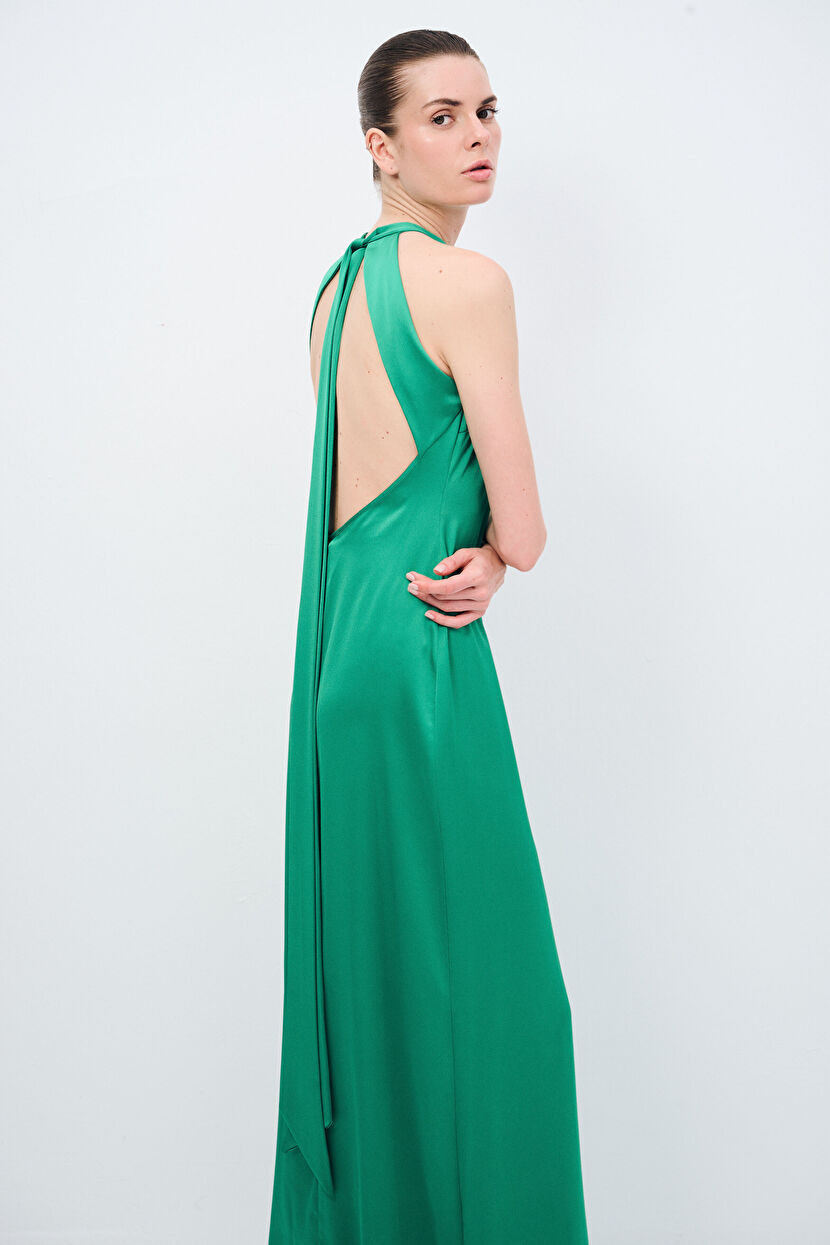Yeşil Night Zoom Halter Yaka Uzun Elbise 12444108001-009 | adL
