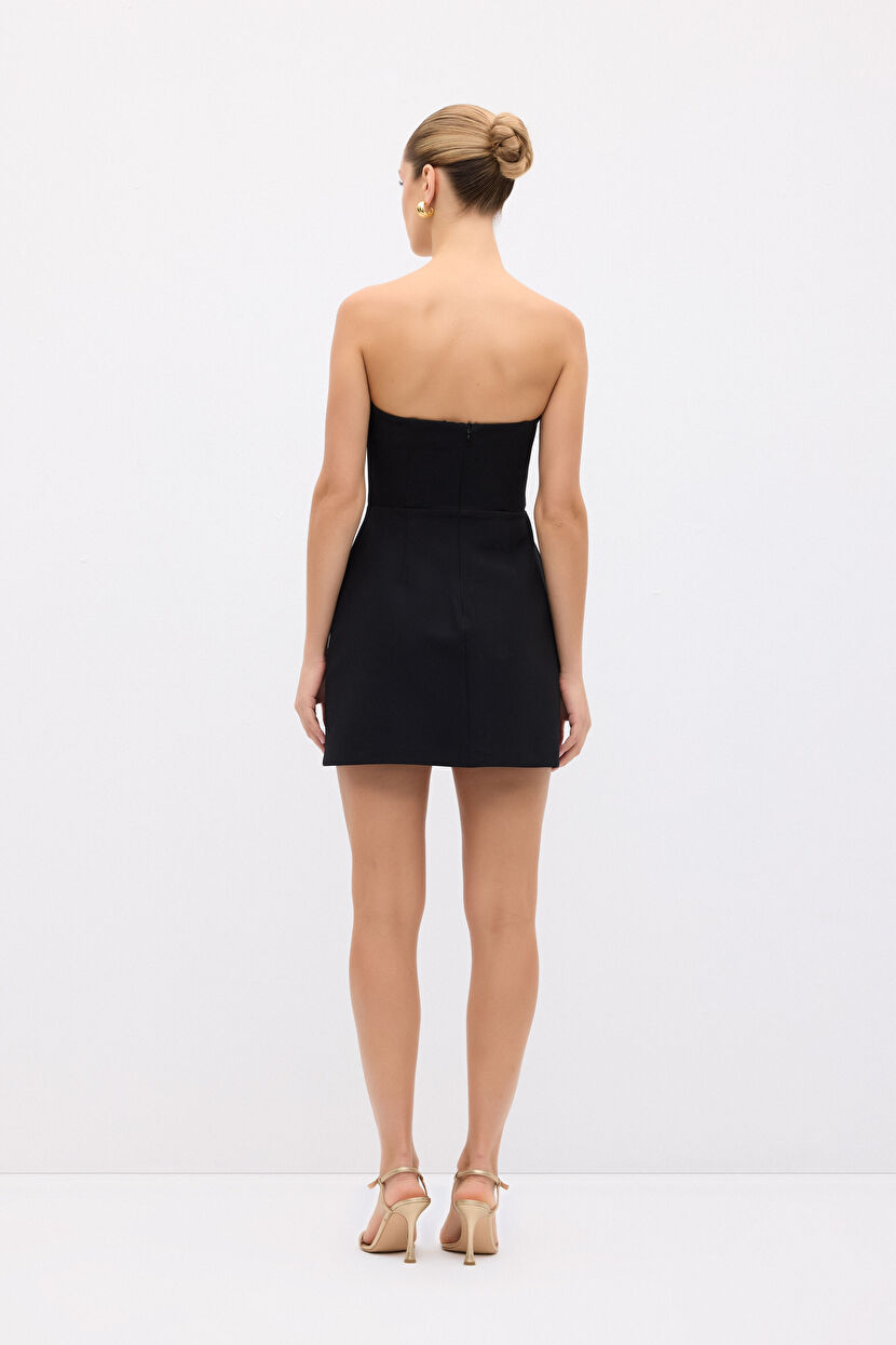 Siyah Night Zoom Cep Kapaklı Straplez Elbise 12444109001-001 | adL