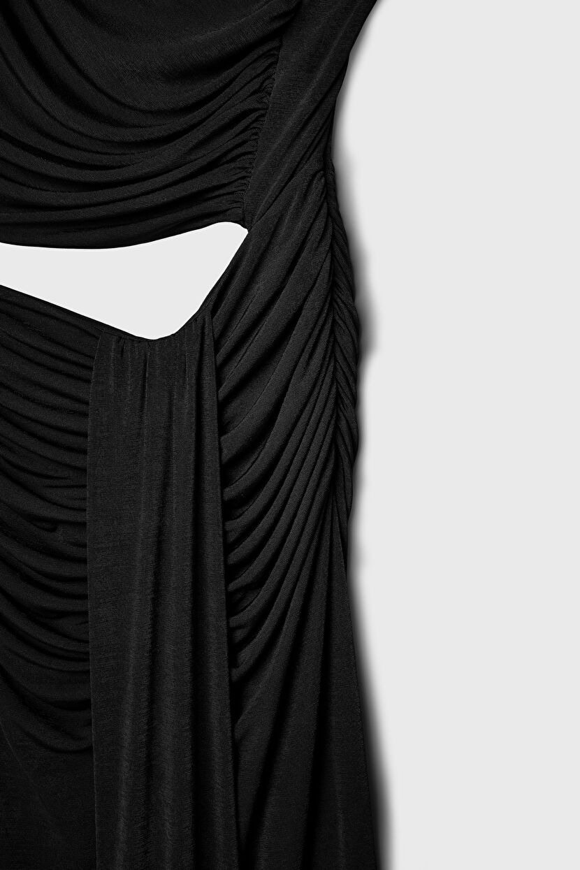 Siyah Night Zoom Tek Omuzlu Uzun Elbise 12444119001-001 | adL