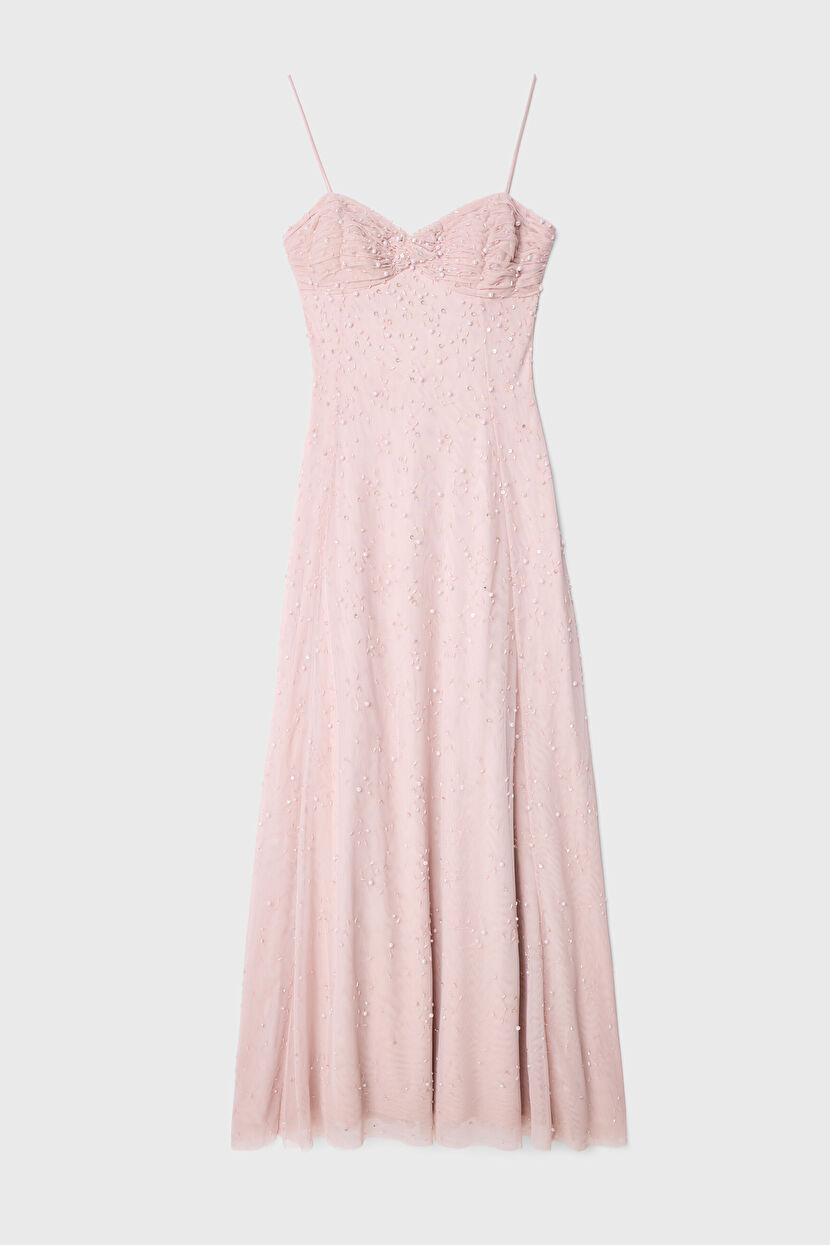 Pembe Night Zoom Mini Boncuk İşelmeli Elbise 12444632000-026 | adL