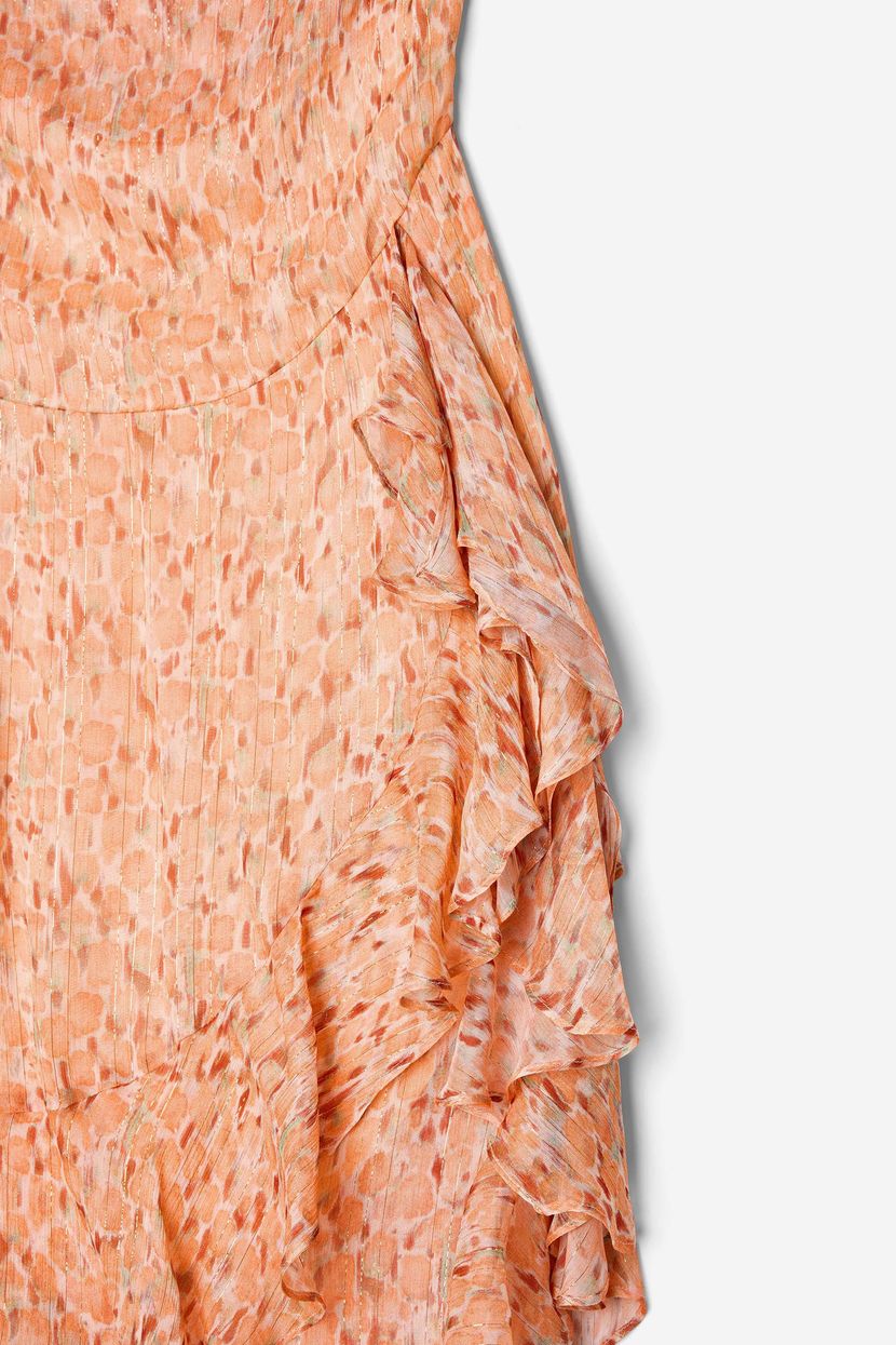 Orange Ruffled Patterned Dress 12444755001-1B8 | adL