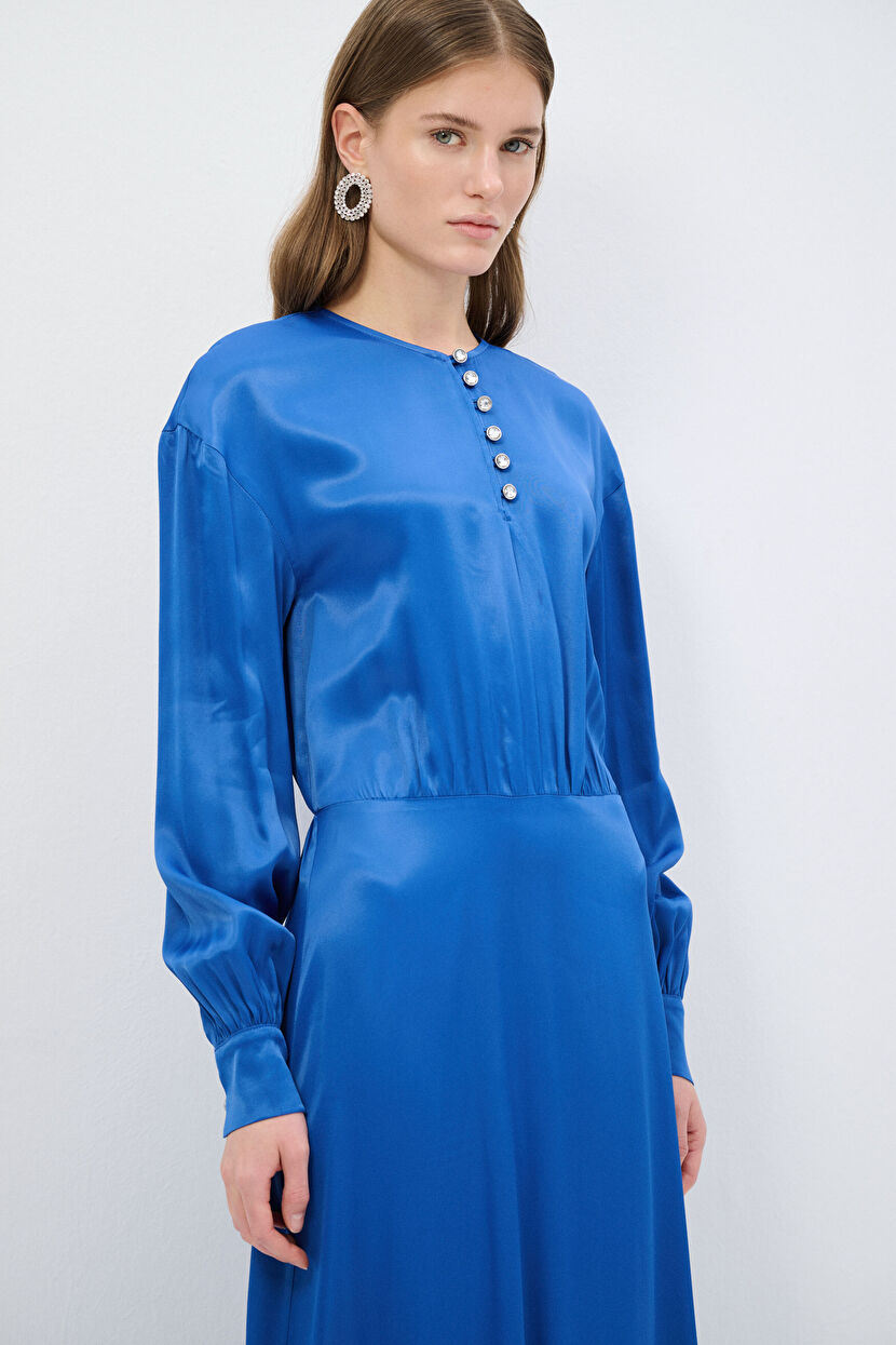 Sax Long Sleeve Midi Dress 12445095000-022 | adL