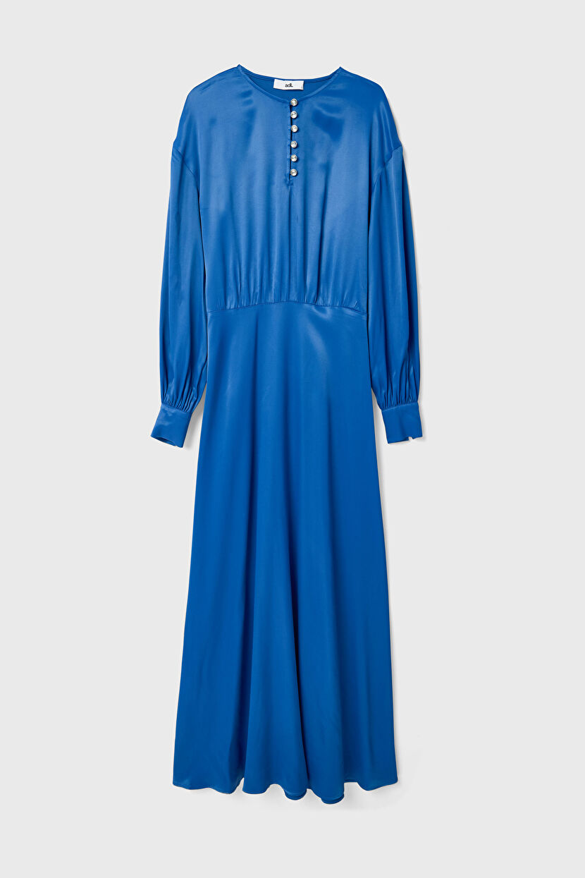 Sax Long Sleeve Midi Dress 12445095000-022 | adL