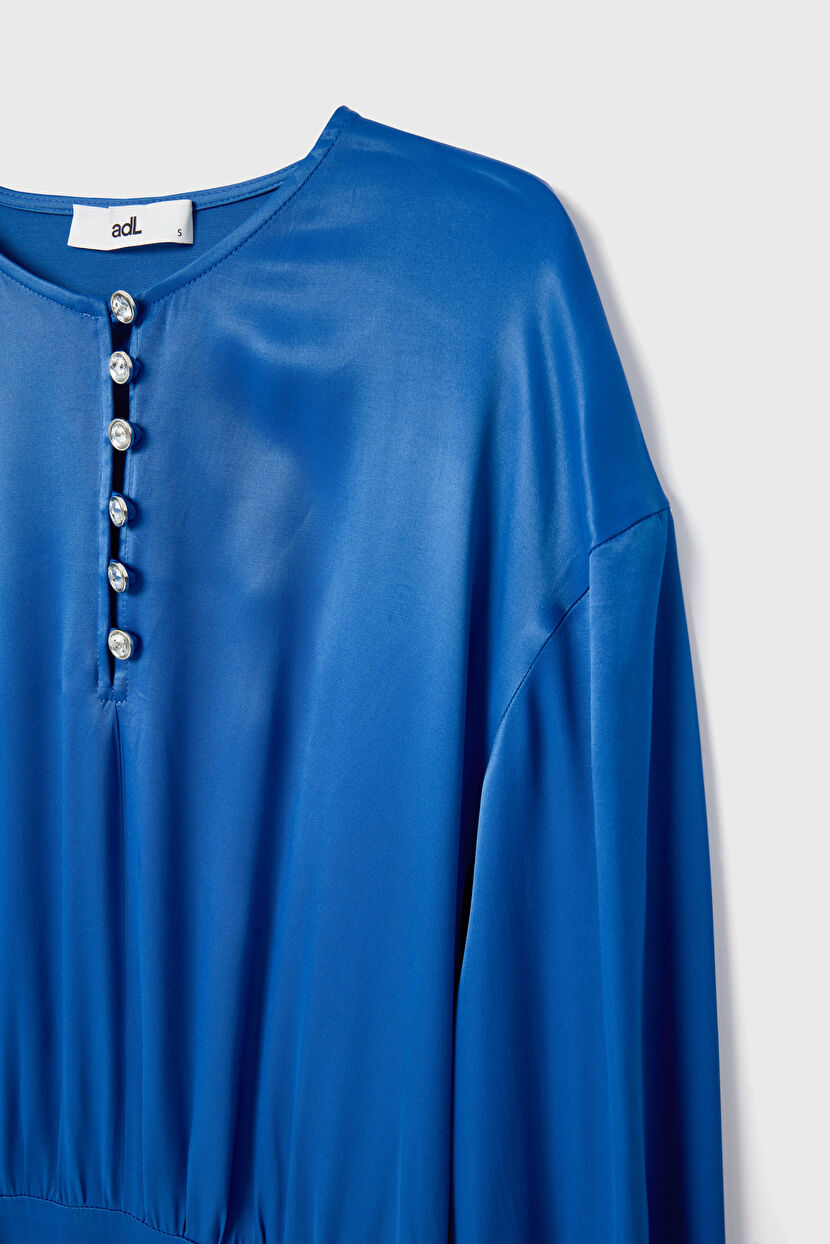 Sax Long Sleeve Midi Dress 12445095000-022 | adL