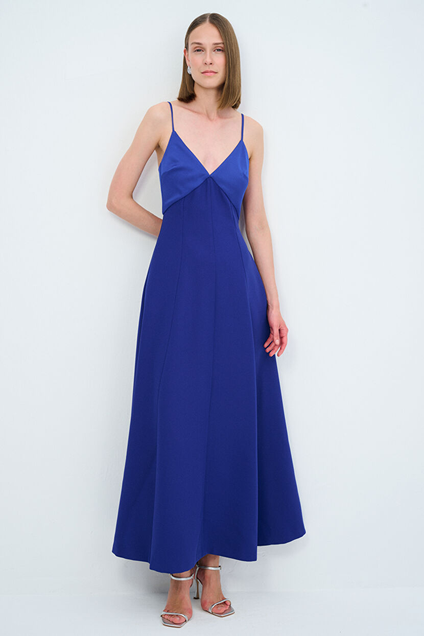 Lacivert Night Zoom İp Askılı Uzun Elbise 12445473000-018 | adL