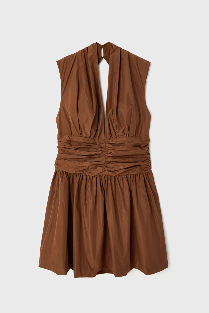 Gold Mini Dress with Pleats 12445481000-528 | adL