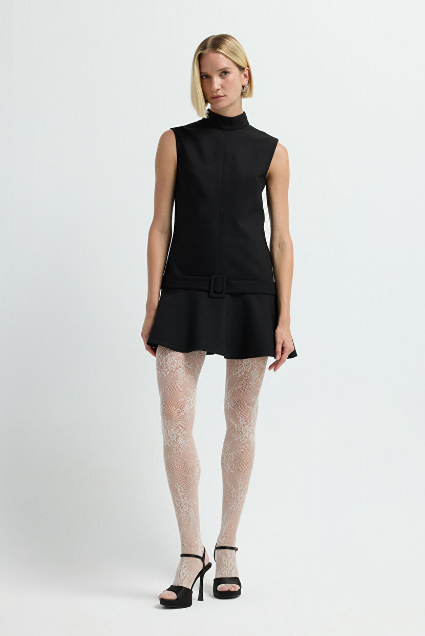 Black Belted Turtle Neck Dress 12445656000-001 | adL