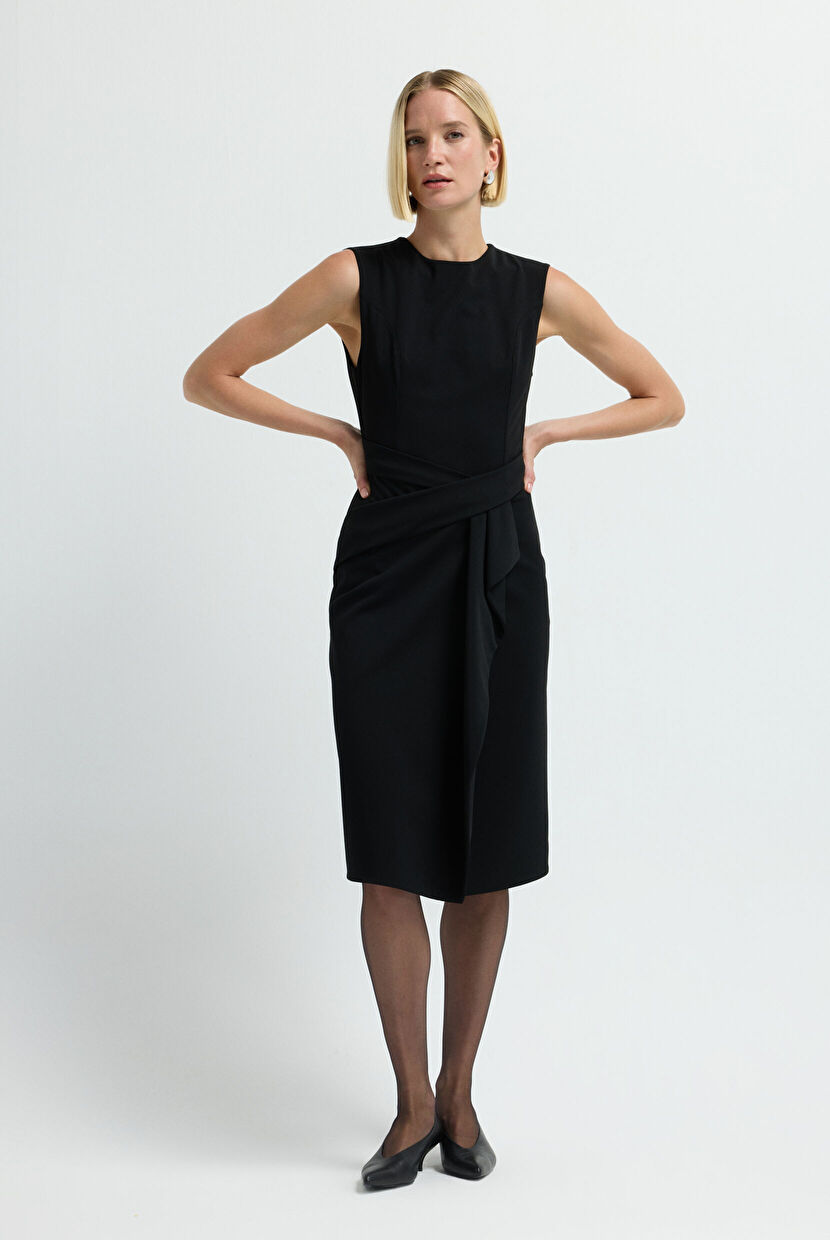 what color nail polish to wear with a black dress Max Mara Long Crepe Jersey Dress | Black