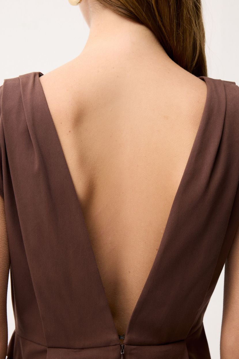 Brown Gathered Mini Dress 12446334000-010 | adL