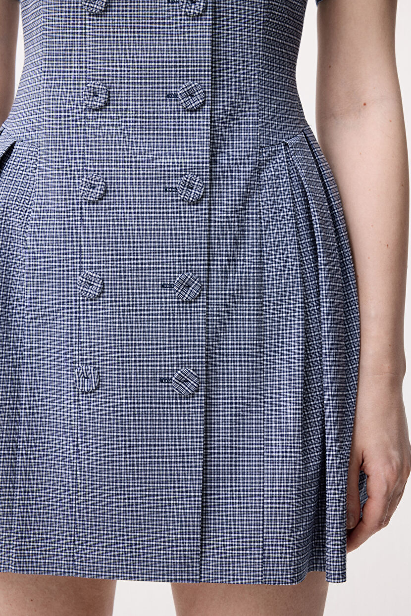 Navy Blue Short Sleeve Mini Dress 12446339000-318 | adL