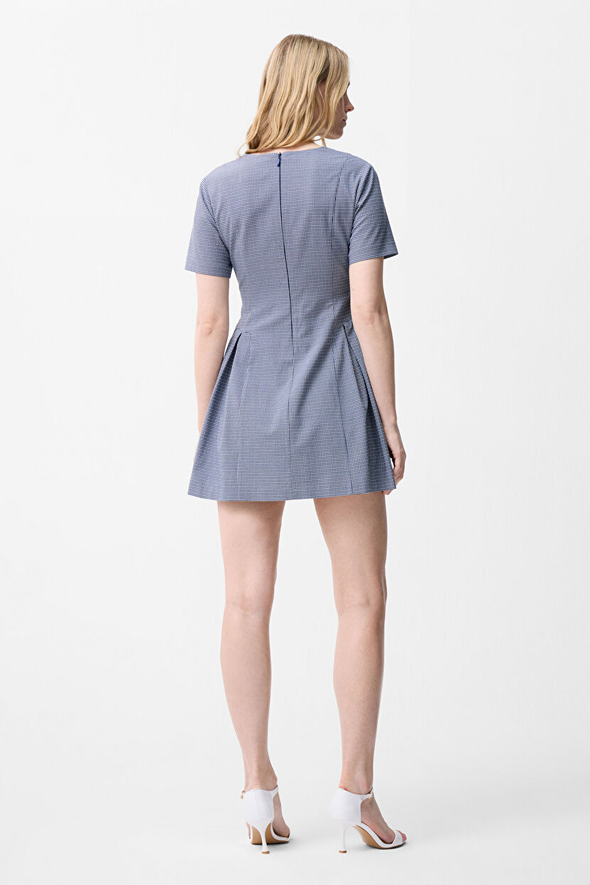 Navy Blue Short Sleeve Mini Dress 12446339000-318 | adL
