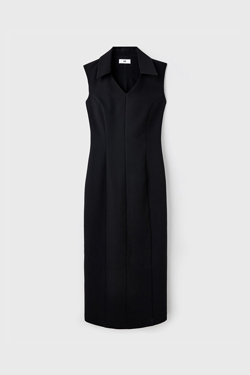 Black Sleeveless Midi Dress 12446524000-001 | adL