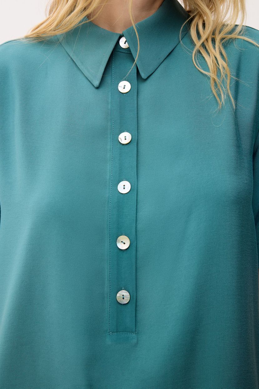Green Button-Front Shirt Dress 12446871000-009 | adL
