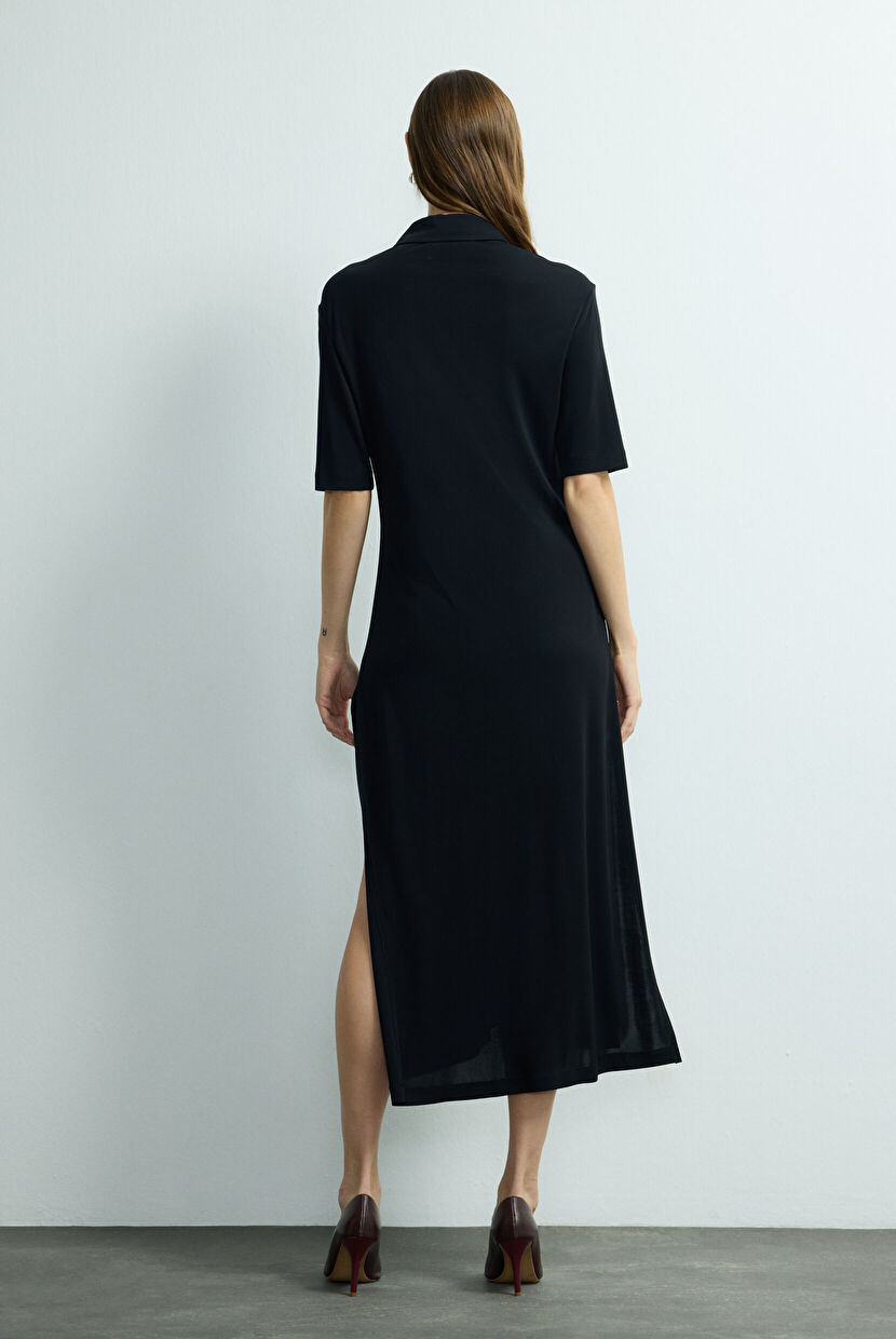 Black Knitted Shirt Dress 124M2218000-001 | adL
