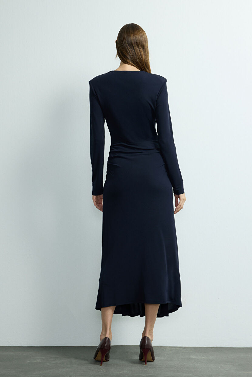 トップス Double Knit Dress / Navy Navy Blue V-Neck Knitted Dress 124M2248000-018 | adL