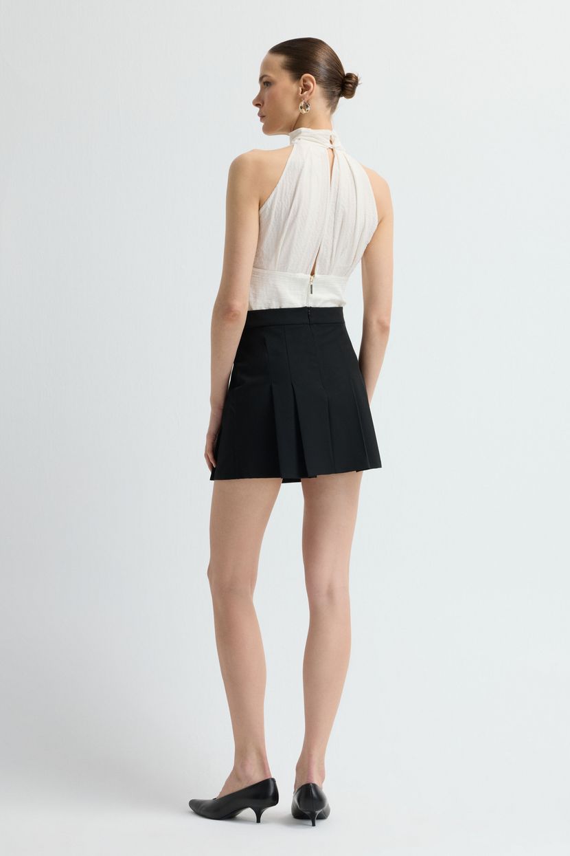 Black Pleated Mini Skirt 12742952007-001 | adL