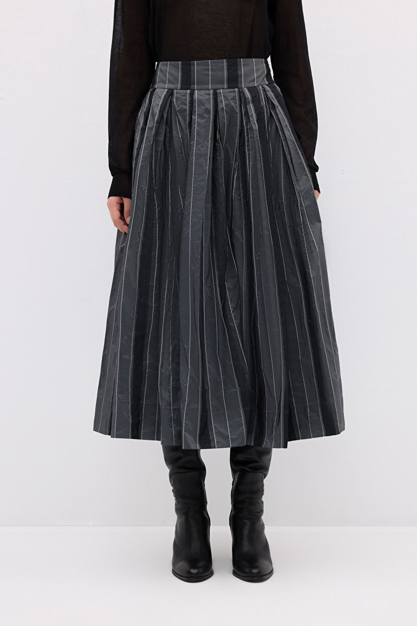 Grey Plaid Tafetta Skirt 12744753000-117 | adL