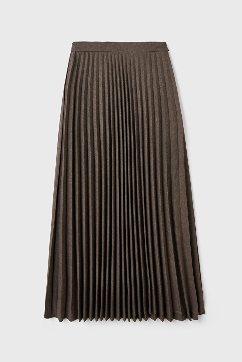 Brown Pleated Gabardine Skirt 12745683000-010 | adL